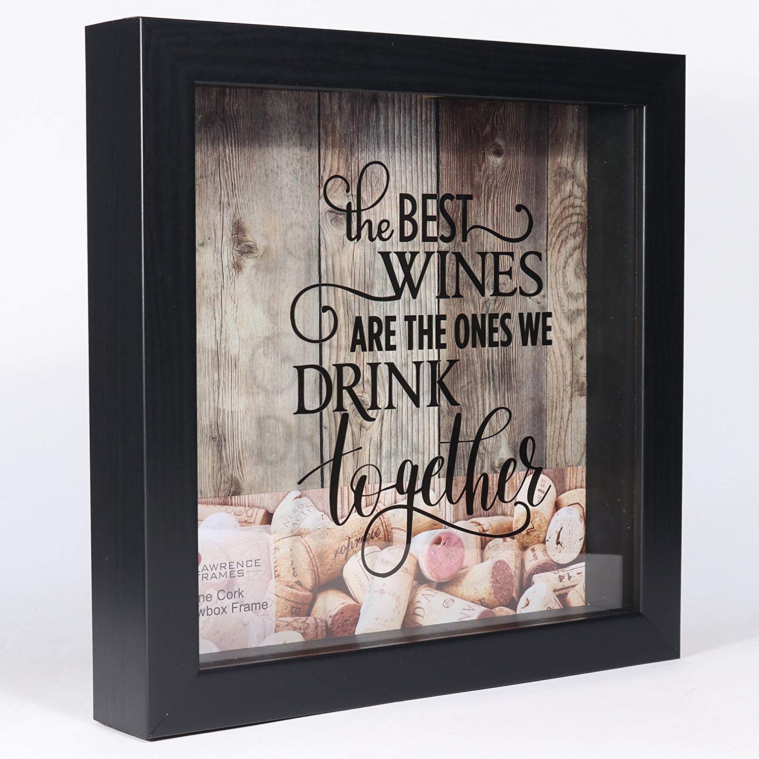 High Quality Customized Solid Wood Money Box Bank 3D Shadow Box Black Photo Picture Frames Wine Cork Holder