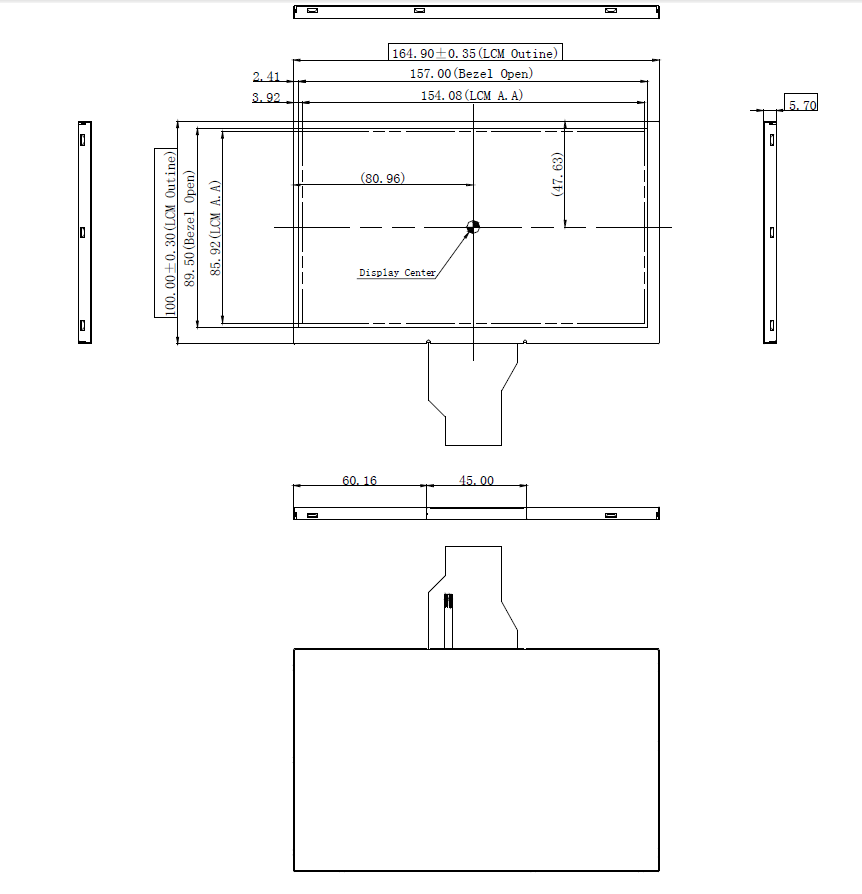 7 Inch High Brightness TFT LCM Panel Screen
