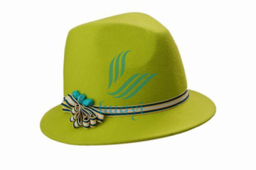 olive bright color childrem style fedora hat