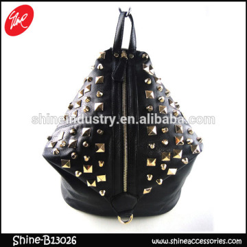 Ladies leather backpack/casual backpack/rivet young people backpack