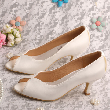 Private Label Open Toe Wedding Shoes Ivory