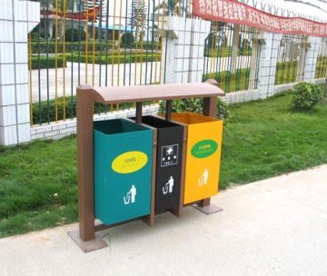 3 compartments street recycle bin metal outdoor recycling bin