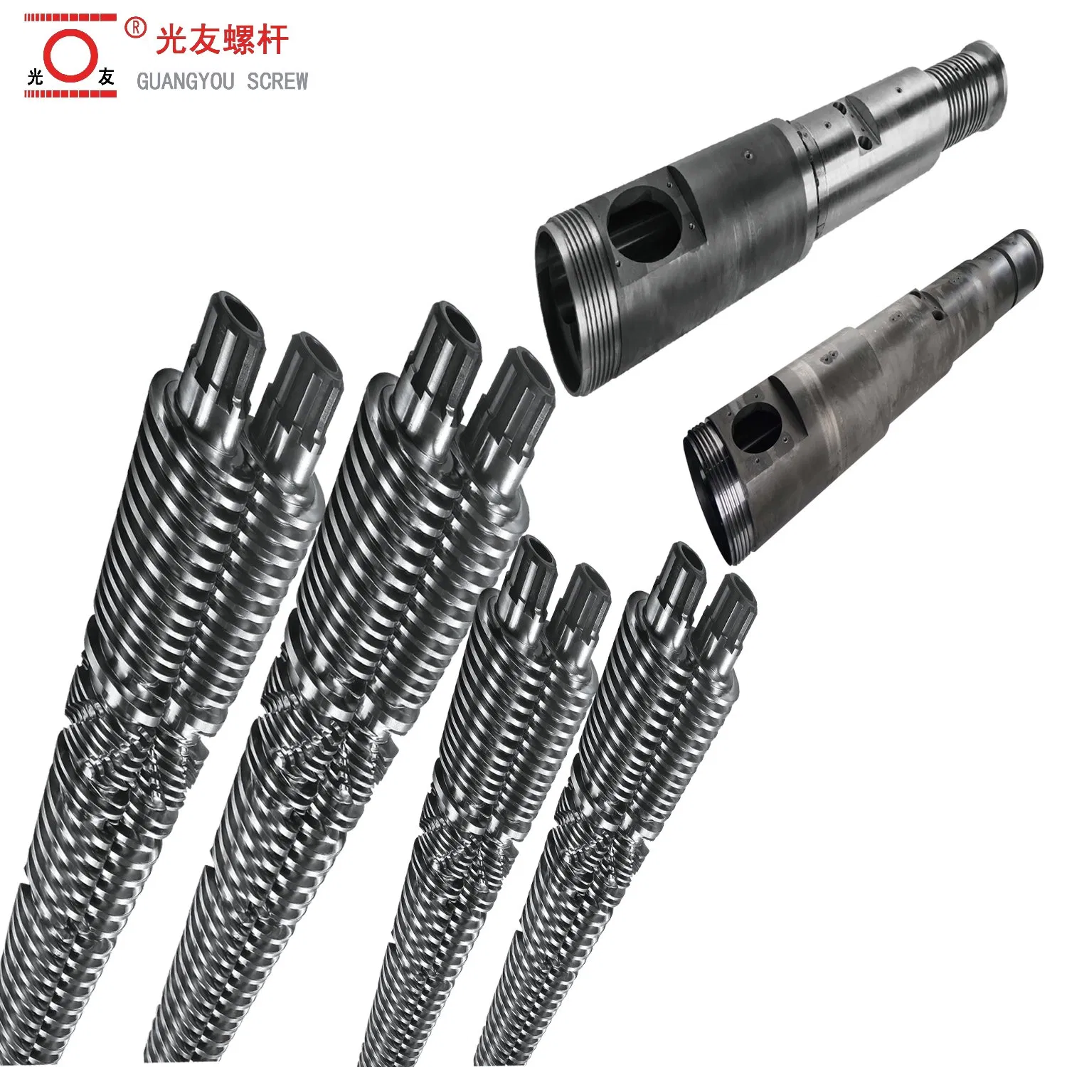 ডব্লিউপিসি ডোর এবং এসপিসি ফ্লোর ম্যানুফ্যাকচারিংয়ের জন্য উচ্চ পরিধান প্রতিরোধের টুইন কনিক্যাল এক্সট্রুডার স্ক্রু এবং ব্যারেল