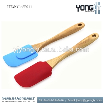 With wood Handle 2pcs silicone utensil set silicone spatula set