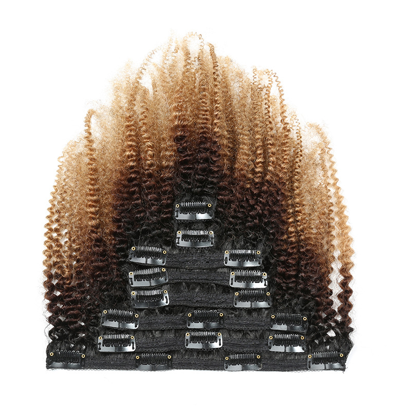 Factory Directly Wholesale Afro Kinky Curly Clip In Human Hair Brazilian Afro Clip ins 7pcs 8pcs Per Set