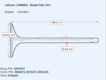 engine valve FOR CUMMINS ENG. N14