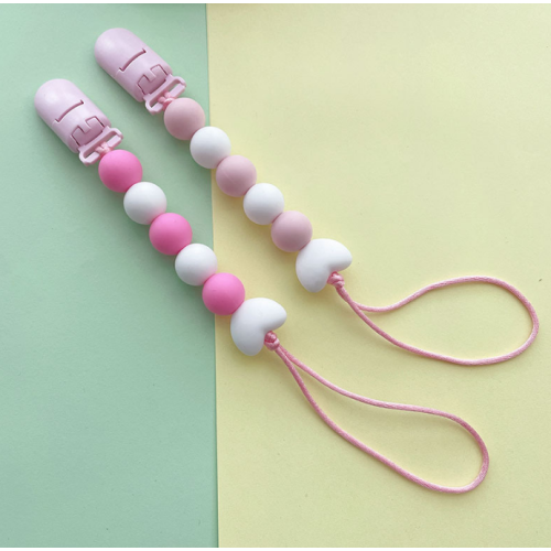 BPA ที่กำหนดเองฟรีคลิป pacifier clips ซิลิโคนงอกฟันลูกปัด