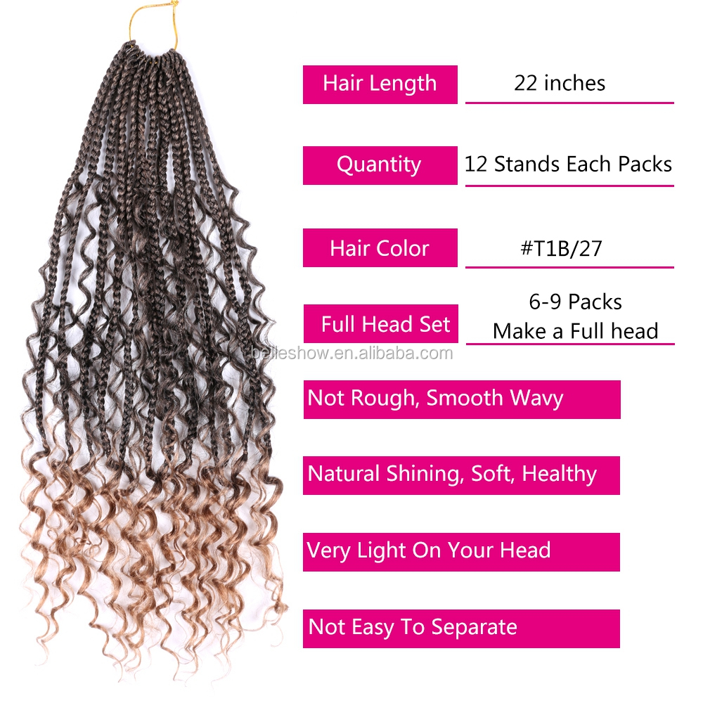 Hot sell Factory Price wholesale wavy synthetic Hair Extensions River locs 3X Box Crotchet Braids curly box braids