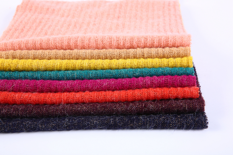 For Sweater Blend Fabric Hot Sale Loose Rib Solid Knit Acrylic Nylon Polyester Jersey Fabric Plain Dyed Designs Knitted Picture