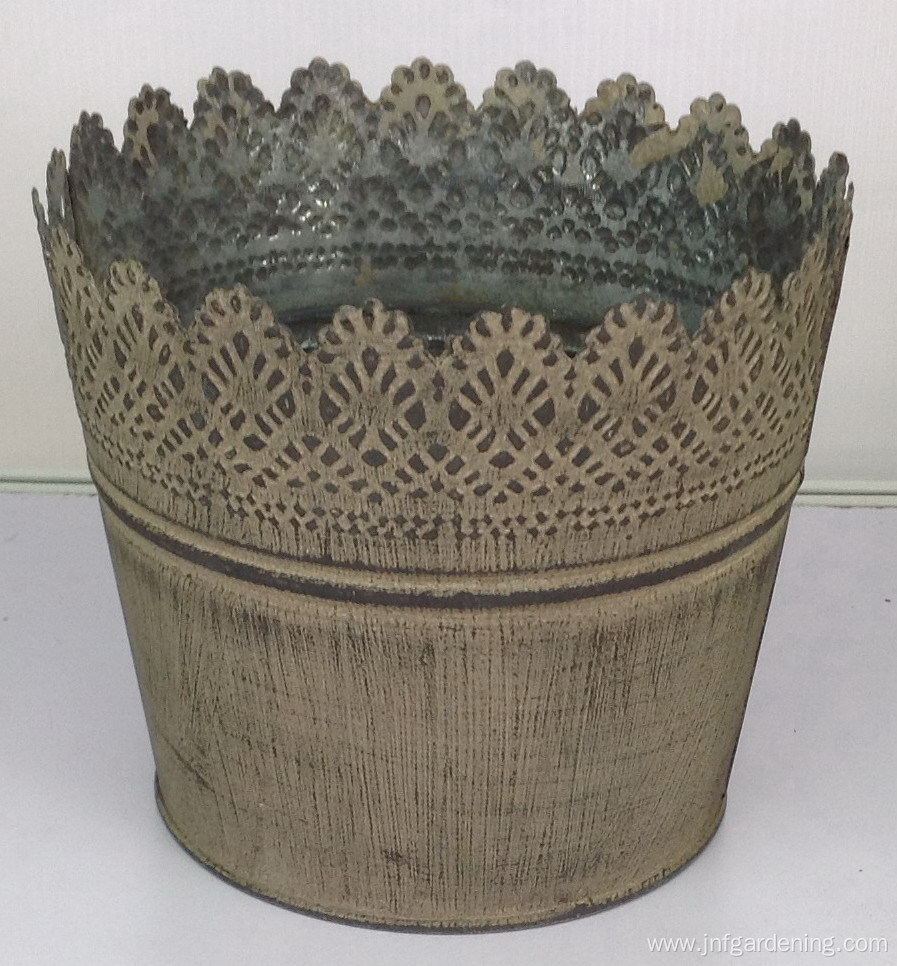 Hollowed multi-colored metal bucket