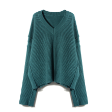 Women Merino Wool V Neck Pullover Sweater