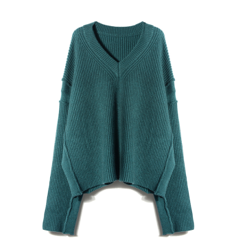 Women Merino Wool V Neck Pullover Sweater