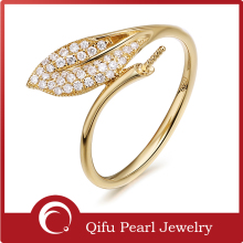 Creative 14K yellow gold gemstones diamond pearl ring mounting