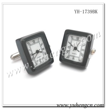 YH-1739BK Novelty Rectangle Working Watch Cufflinks,Functional Clock Cufflinks