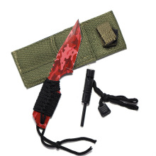 Outdoor Survival Kit: Parachute Cord, Flint Stone, and Tactical Survival Knife