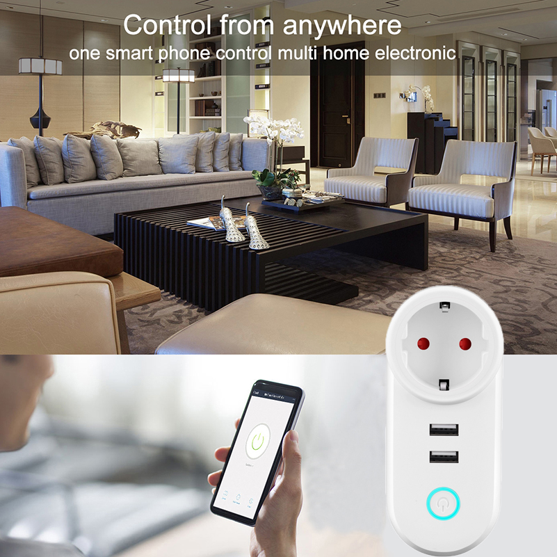 Google Home 2 USB EU Mini Wifi Plugs Europe Alexa Wall Socket