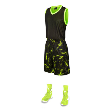 Uniforme col en V en jersey de basketball sublimation