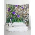 Geplaveide wandtapijten Paarse bloemen Wandtapijten muur Opknoping Polyester Print Tapijt voor woonkamer Slaapkamer Thuis Dorm Decor