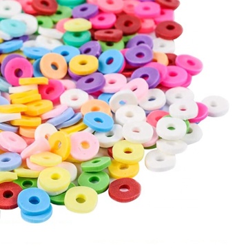 Clay Beads, 6mm Flat Polymer Clay Spacer Beads