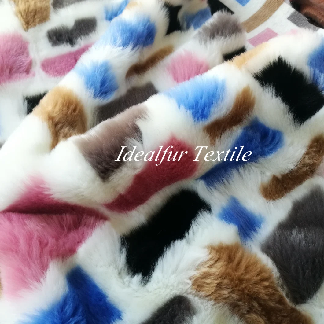 Multicolor Jacquard Rectangle Faux Fur