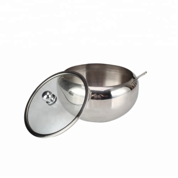 Stainless Steel Sugar Bowl with Clear Lid