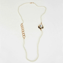 Trendy gold long chain CZ diamond necklace