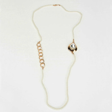 Trendy gold long chain CZ diamond necklace
