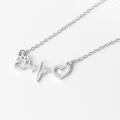 Love Bear Paw Dog Footprint ECG Heart Beat Collar Mujeres Bling Clavícula Cadena Joyería Regalo