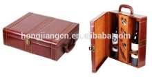 high luxury wine box in leather material with glasses