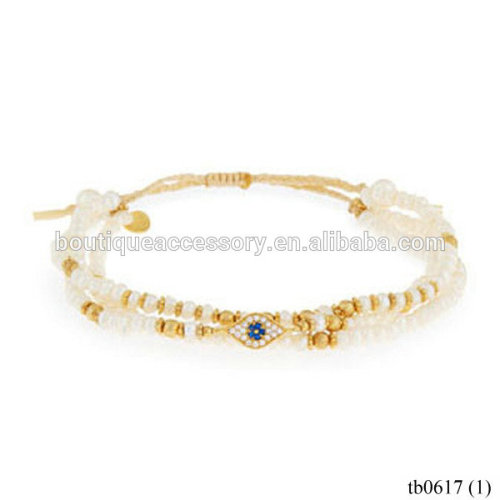 Hot Sale Fashion Jewelry Gold Pearl Evil Eye Bracelet