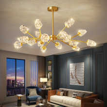 Post Modern Copper Pedant Light with Crystal Glass Chandelier for Living Room