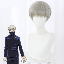 Grey Synthetic Heat Resistant Inumaki Toge Cosplay Wigs for Boys - Jujutsu Kaisen