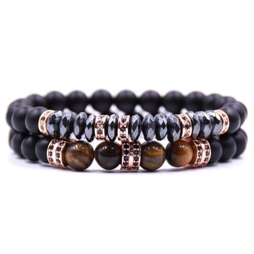 2PCS Black Beads Bracelet