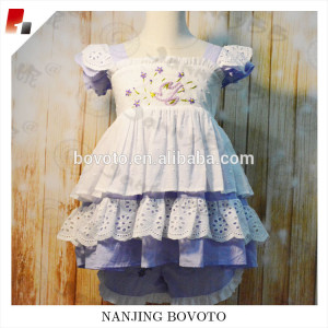 Hot sale children lavender embroidered clothing sets