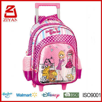 New fashionable quality kids trolley school bag for girls