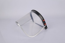 Transparent protective face shield with aluminum frame