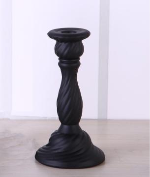 Glass Matt Black Twist Candle Stick Holder