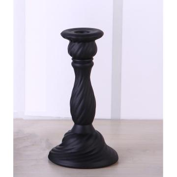 Glass Matt Black Twist Candle Stick Holder