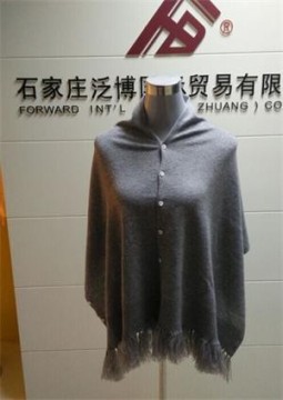 ladies knitted cashmere fringed poncho