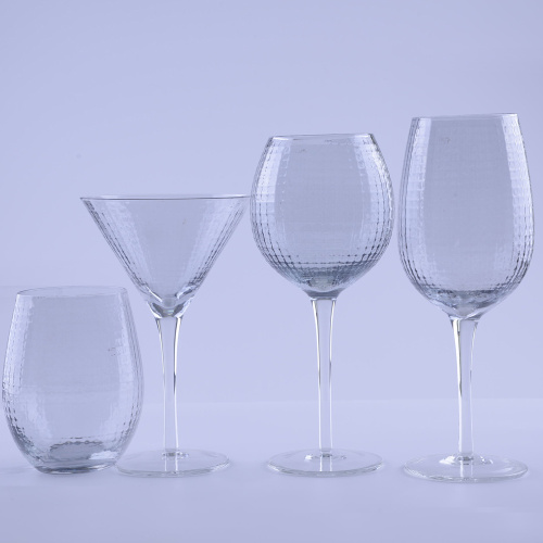 Gridding Pattern Clear Glass Wine Set