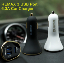 Original REMAX 6.3A 3 USB Port Car Charger Adapter For Cellphone Tablet PC