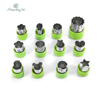 Fruit and Vegetable Cutters Set - 12Pcs Mini Stainless Steel Cookie Cutters with PP Handle