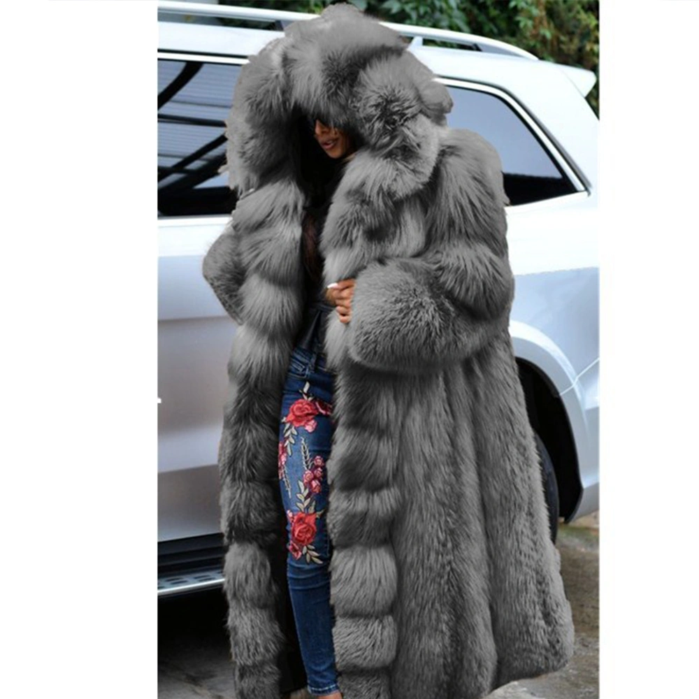 Latest Design 2021 Plus Size Winter Women Jacket Long Thick Faux Fur Hood Coats