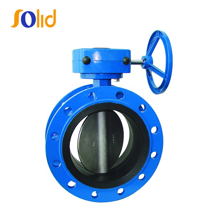 Worm Gear Double Flanged Center Line Resilient Seated Butterfly Valve