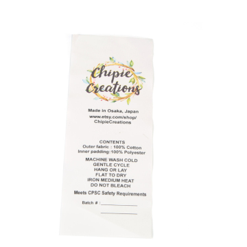 Printed polyester satin nylon clothing wash care labels
