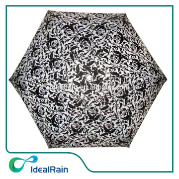 Super Mini Black Leave Printed Thin Umbrella