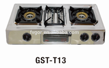 GST-T13 3 Burner gas hob with bbq grill gas cooker prices