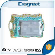 New promotion dinnerware handled rectangle breakfast tray with handle