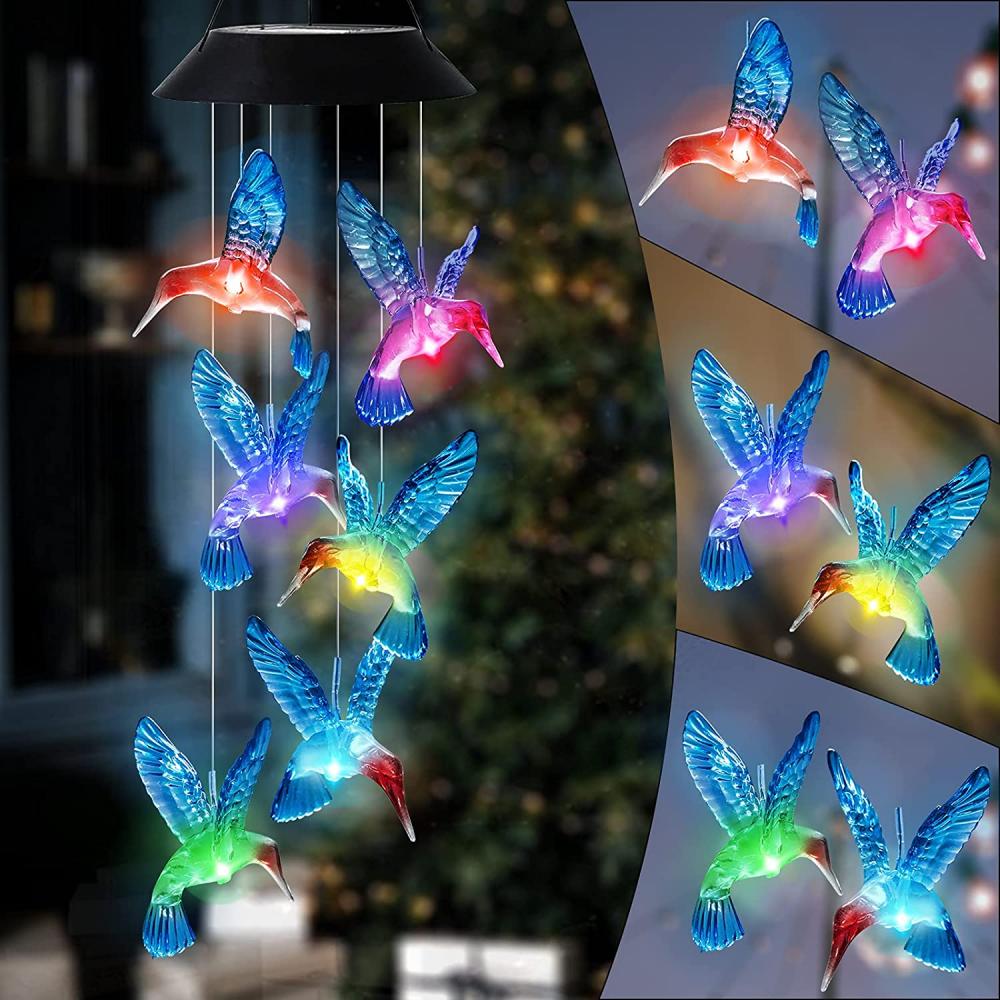 Hummingbird Solar Wind Chimes เปลี่ยนสี