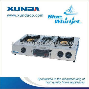 3 Burner Stainless Steel Gas Stove with Grill